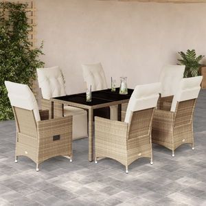 vidaXL Set mobilier de grădină, 7 piese, bej, poliratan imagine