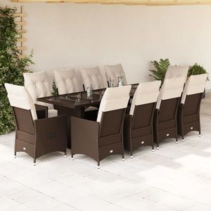 vidaXL Set mobilier de grădină, 11 piese, maro, poliratan imagine