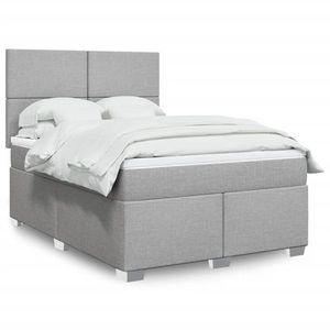 vidaXL Pat box spring cu saltea, gri deschis, 140x190 cm, textil imagine