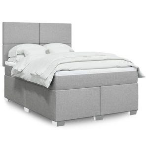 vidaXL Pat box spring cu saltea, gri deschis, 140x190 cm, textil imagine