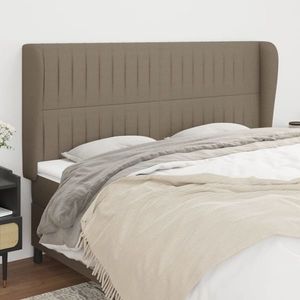 vidaXL Tăblie de pat cu aripioare gri taupe 163x23x118/128 cm textil imagine