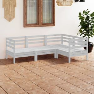 vidaXL Set mobilier de grădină, 4 piese, alb, lemn masiv de pin imagine