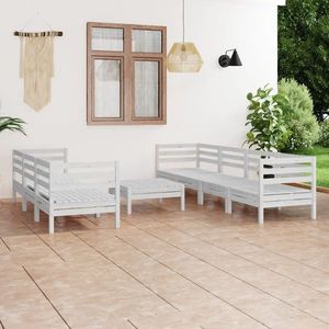 vidaXL Set mobilier de grădină, 8 piese, alb, lemn masiv de pin imagine