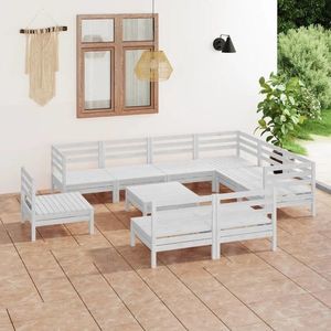 vidaXL Set canapea de grădină, 10 piese, lemn masiv de pin imagine