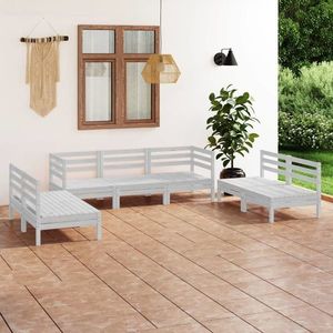 vidaXL Set mobilier de grădină, 7 piese, alb, lemn masiv de pin imagine