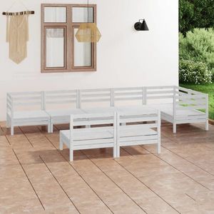 vidaXL Set mobilier de grădină, 8 piese, alb, lemn masiv de pin imagine