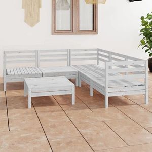vidaXL Set mobilier de grădină, 6 piese, alb, lemn masiv de pin imagine