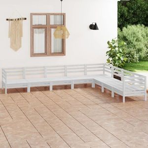 vidaXL Set mobilier de grădină, 8 piese, alb, lemn masiv de pin imagine