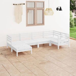 vidaXL Set mobilier de grădină, 6 piese, alb, lemn masiv de pin imagine