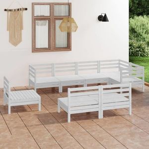vidaXL Set mobilier de grădină, 8 piese, alb, lemn masiv de pin imagine