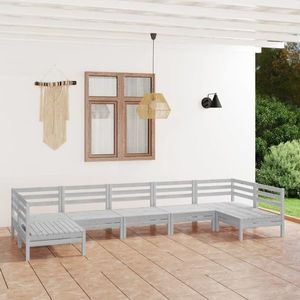 vidaXL Set mobilier de grădină, 7 piese, alb, lemn masiv de pin imagine