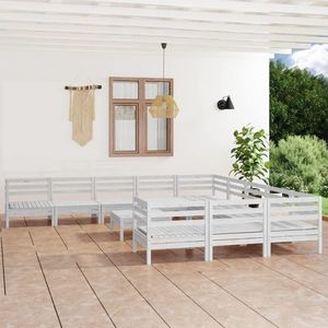 vidaXL Set mobilier de grădină, 12 piese, alb, lemn masiv de pin imagine