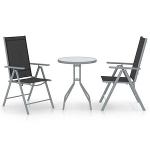 vidaXL Set mobilier bistro, 3 piese, argintiu, aluminiu și textilenă imagine