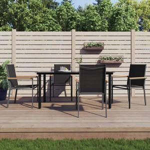 vidaXL Set mobilier de grădină, 5 piese, negru, textilenă și oțel imagine