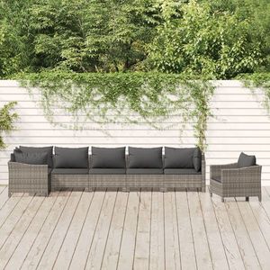 vidaXL Set mobilier de grădină cu perne, 7 piese, gri, poliratan imagine