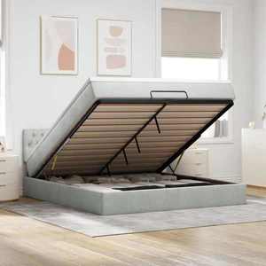 vidaXL Cadru de pat otoman cu saltea Gri deschis 160x200cm catifea imagine