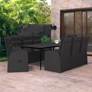 vidaXL Set mobilier de grădină cu perne, 9 piese, negru imagine