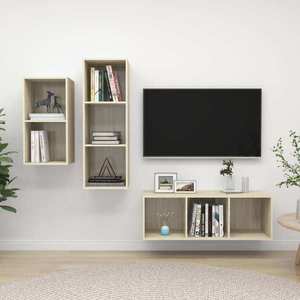 vidaXL Set de dulapuri TV, 3 piese, stejar Sonoma, lemn prelucrat imagine