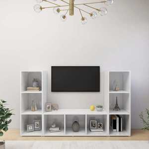 vidaXL Dulapuri TV, 2 buc., alb, 107x35x37 cm, lemn prelucrat imagine