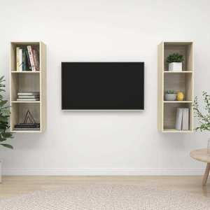 vidaXL Dulapuri TV suspendate, 2 buc, stejar sonoma, lemn prelucrat imagine