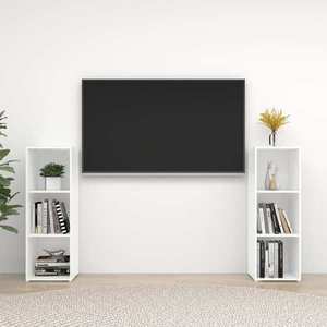 vidaXL Dulapuri TV, 2 buc., alb, 107x35x37 cm, lemn prelucrat imagine
