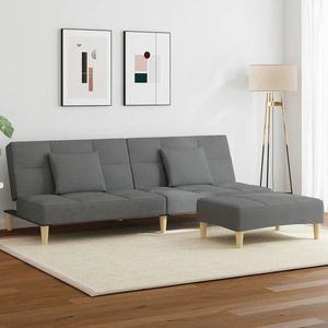 vidaXL Canapea extensibilă, gri închis, material textil imagine