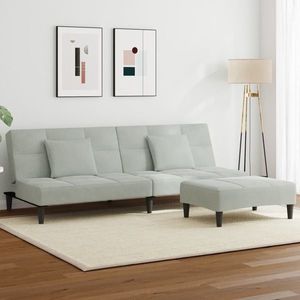 vidaXL Canapea extensibilă cu taburet, 2 locuri, gri deschis, catifea imagine