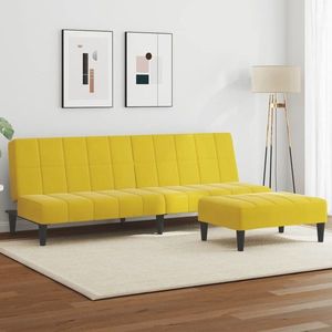vidaXL Canapea extensibilă cu taburet, 2 locuri, galben, catifea imagine