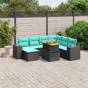 vidaXL Set canapele de grădină cu perne, 8 piese, negru, poliratan imagine