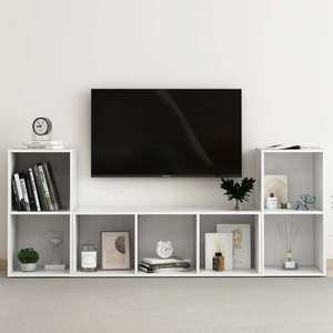 vidaXL Set de dulapuri TV, 3 piese, alb, lemn prelucrat imagine