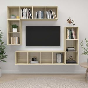 vidaXL Set dulap TV, 4 piese, stejar sonoma, lemn prelucrat imagine