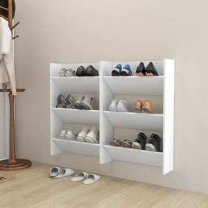 vidaXL Pantofare de perete, 2 buc., alb, 60x18x90 cm, PAL imagine