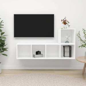 vidaXL Set de dulapuri TV, 2 piese, alb, lemn prelucrat imagine