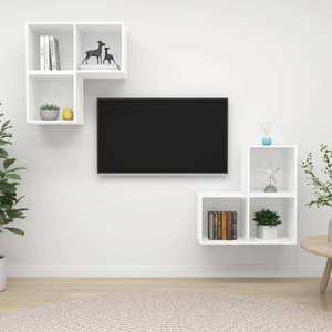 vidaXL Set de dulapuri TV, 4 piese, alb, lemn prelucrat imagine