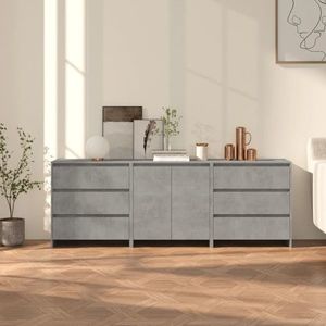 vidaXL Servante, 3 piese, gri beton, lemn prelucrat imagine