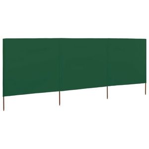vidaXL Paravan anti-vânt cu 3 panouri, verde, 400x120 cm, textil imagine