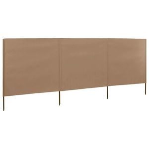 vidaXL Paravan anti-vânt cu 3 panouri, gri taupe, 400x120 cm, textil imagine