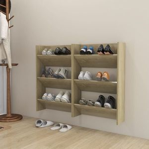 vidaXL Pantofare de perete, 2 buc., stejar sonoma, 60x18x90 cm, PAL imagine