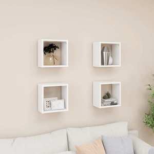 vidaXL Rafturi de perete cub, 4 buc., alb, 26x15x26 cm imagine