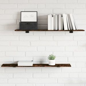 vidaXL Rafturi perete 4 buc. stejar fumuriu 100x20x1, 5cm lemn compozit imagine