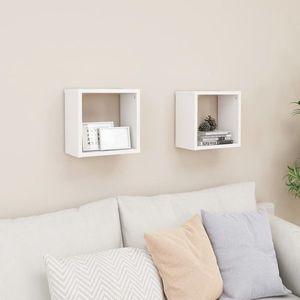 vidaXL Rafturi de perete cub, 2 buc., alb, 26x15x26 cm imagine