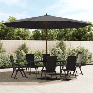 vidaXL Umbrelă de soare de grădină stâlp din lemn, negru, 400x273 cm imagine