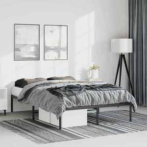 vidaXL Cadru pat metalic, negru, 135x190 cm imagine