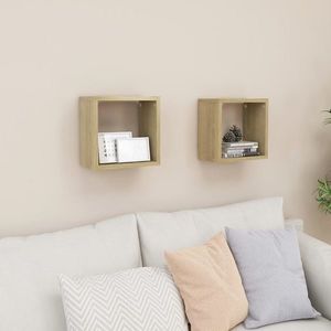 vidaXL Rafturi de perete cub 2 buc. stejar sonoma 26x15x26 cm imagine