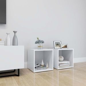 vidaXL Comode TV, 2 buc., alb, 37x35x37 cm, PAL imagine