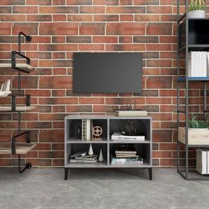 vidaXL Comodă TV cu picioare metalice, gri beton, 69, 5x30x50 cm imagine