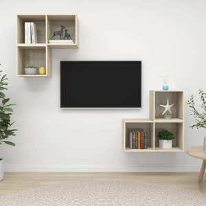 vidaXL Set de dulapuri TV, 4 piese, stejar sonoma, lemn prelucrat imagine