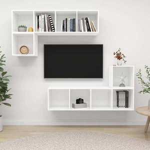 vidaXL Set de dulapuri TV, 4 piese, alb, lemn prelucrat imagine