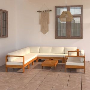 vidaXL Set mobilier de grădină cu perne 9 piese crem lemn masiv acacia imagine