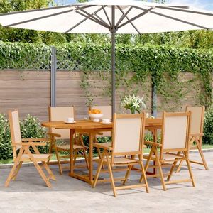 vidaXL Set mobilier de grădină 7 piese textil bej/lemn masiv imagine